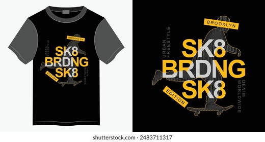 skate or skateboarding t-shirt and apparel design, skateboarding vector t-shirt design for print, skate and skateboarding t-shirt illustration design.