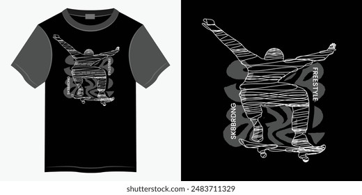 skate or skateboarding t-shirt and apparel design, skateboarding vector t-shirt design for print, skate and skateboarding t-shirt illustration design.