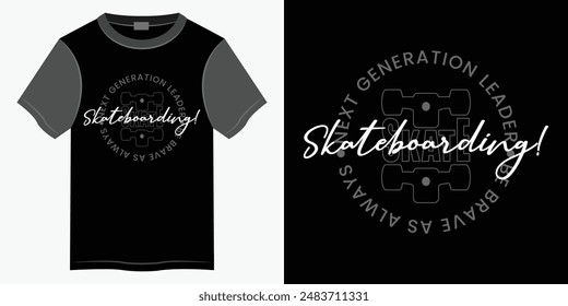 skate or skateboarding t-shirt and apparel design, skateboarding vector t-shirt design for print, skate and skateboarding t-shirt illustration design.