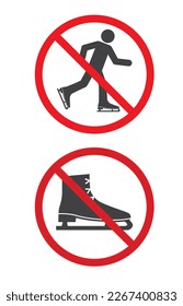 Skate and skater person stop warning sign icon