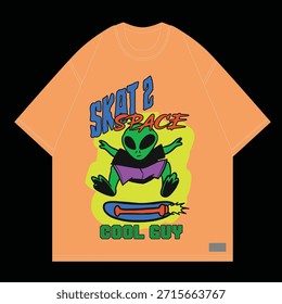skate bis raum design alien fliegen hover board streetwear design stil