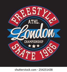 Skate sport London typography, t-shirt graphics, vectors