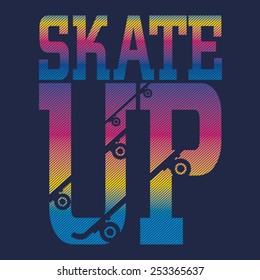 Skate sport typography, t-shirt graphics, vectors