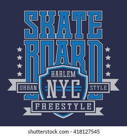 Skate sport typography, t-shirt graphics, vectors