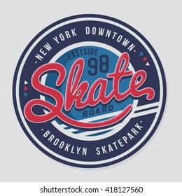 Skate sport typography, t-shirt graphics, vectors