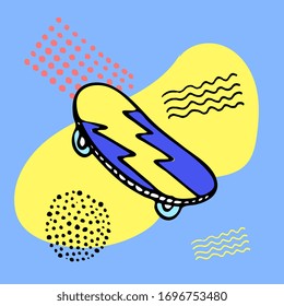 Skate. Stylized sketch. Scandanavian lettering. Abstract design t-shirt, banner, poster.