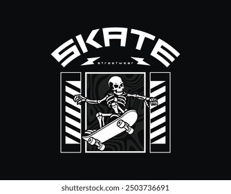 skate t shirt design, skate themed vector graphic for t shirt, urban style streetwear template for t shirt, hoodie, poster and more