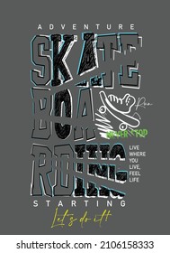 Skate boardıng t shirt design, vector illustration artistic element retro art, 