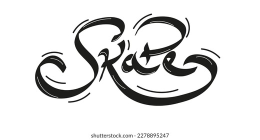 Skate Text Vector Illustration on White Background