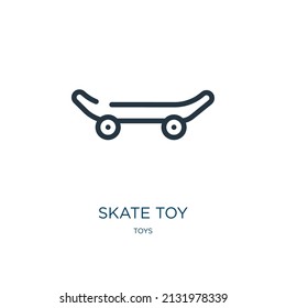 skate toy thin line icon. skate, play linear icons from toys concept isolated outline sign. Vector illustration symbol element for web design and apps.