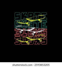 Skate typography skateboard vector graphic tee