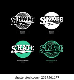 Skate typography, tee shirt graphics, vectors.
