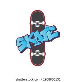 Skate vector illustration t shirt design.