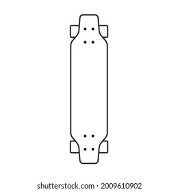 Icono de contorno del vector de máscara. Patineta de ilustración vectorial sobre fondo blanco. Icono de ilustración de contorno aislado del patín.