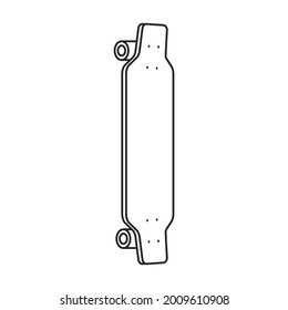 Icono de contorno del vector de máscara. Patineta de ilustración vectorial sobre fondo blanco. Icono de ilustración de contorno aislado del patín.