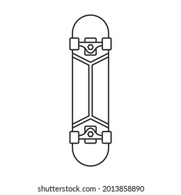 Skate-Vektorgrafik-Symbol. Vektorgrafik-Skateboard auf weißem Hintergrund. Einziger Umriss-Illustrationssymbol des Skates.