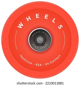 Skate Wheels Design. Longboard Wheels with Bearings. Surfskate. Vector illustration.