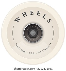 Skate Wheels Design. Longboard Wheels with Bearings. Surfskate. Vector illustration.