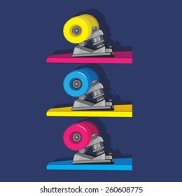 Skate wheels illustration, t-shirt graphics, vectors, sport 