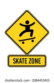 SKATE ZONE. Skateboarding zone, park, place, EPS 10 vector illustration isolated on yellow background