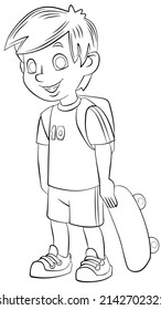 Skateboar boy. Element for coloring page. Cartoon style.