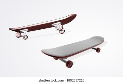 Skateboard with 3D perspective view and realistic style design