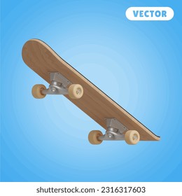 Skateboard, 3D, Vektorsymbol-Set auf blauem Hintergrund