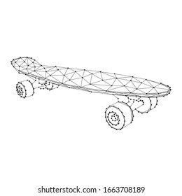 Pista de patinaje de líneas y puntos abstractos de negro poligonal futurista. Ilustración vectorial.
