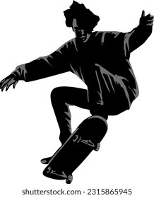 Skateboard action player silhouette illustration vector isolated 