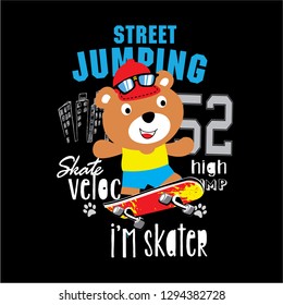 skateboard animal cartoon t shirt vector