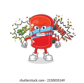 the skateboard anime angry vector. cartoon character