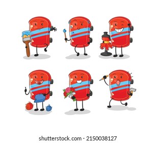 the skateboard artist group character. cartoon mascot vector