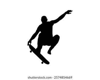 skateboard athlete silhouette high vector