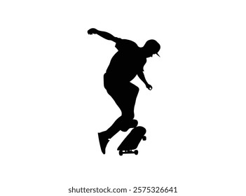 skateboard athlete silhouette high vector