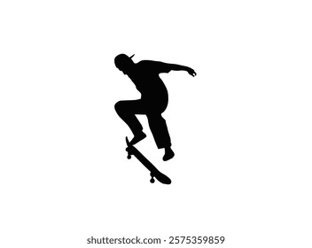 skateboard athlete silhouette high vector