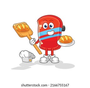 the skateboard baker with bread. cartoon mascot vector