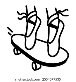 Skateboard ballet icon in hand drawn style

