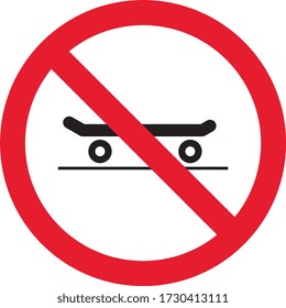 Skateboard ban sign, symbol, Vector illustration