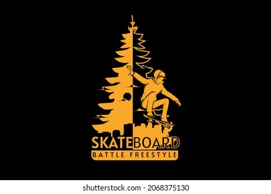 skateboard battle freestyle silhouette retro design