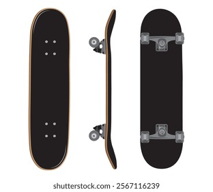 Skateboard black design hand drawn template vector illustration