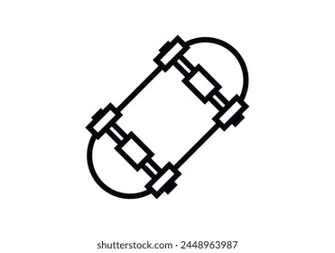 Skateboard black icon on white background.