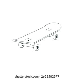 Skateboard. Black and white illustration on background. Vector graphics.