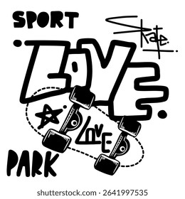  Skateboard with black and white stripes creative single  drawing  sketch  cartoon  cool  doodle sticker concept sketch isolated.