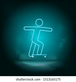 Skateboard blue neon vector icon. Simple element illustration from map and navigation concept. Skateboard blue neon vector icon. Real estate concept vector illustration.