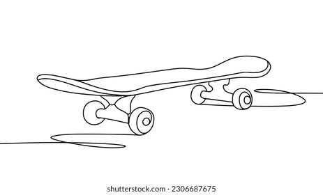 Skateboard. Board with rods for skiing. Go Skateboarding Day. One line drawing for different uses. Vector illustration.