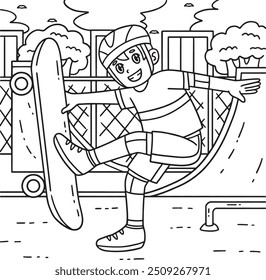 Skateboard Boy Doing a Foot Plant Coloring Page