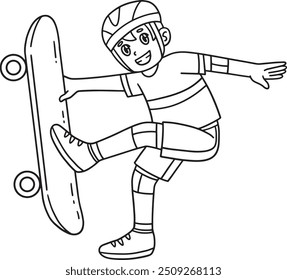 Skateboard Boy Doing Foot Plant Isolated Coloring