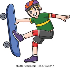 Skateboard Boy Doing a Foot Plant CartoonClipart