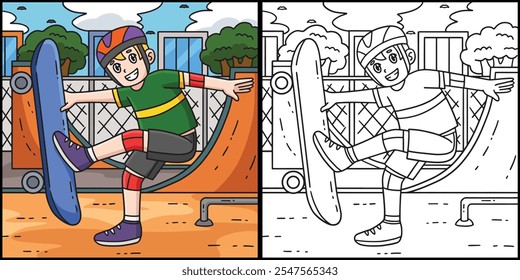 Skateboard Boy Doing a Foot Plant Illustration