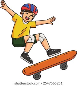 Skateboard Boy Doing an Ollie Cartoon Clipart